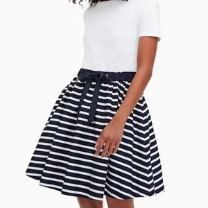 Kate Spade Sailing Stripe Knit Mixed Media Dress